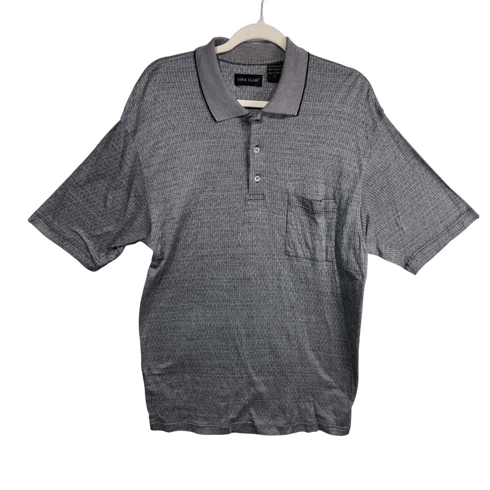 Vira Club XL Gray Polo Shirt Men's Italian Cotton Textured Short Sleeve